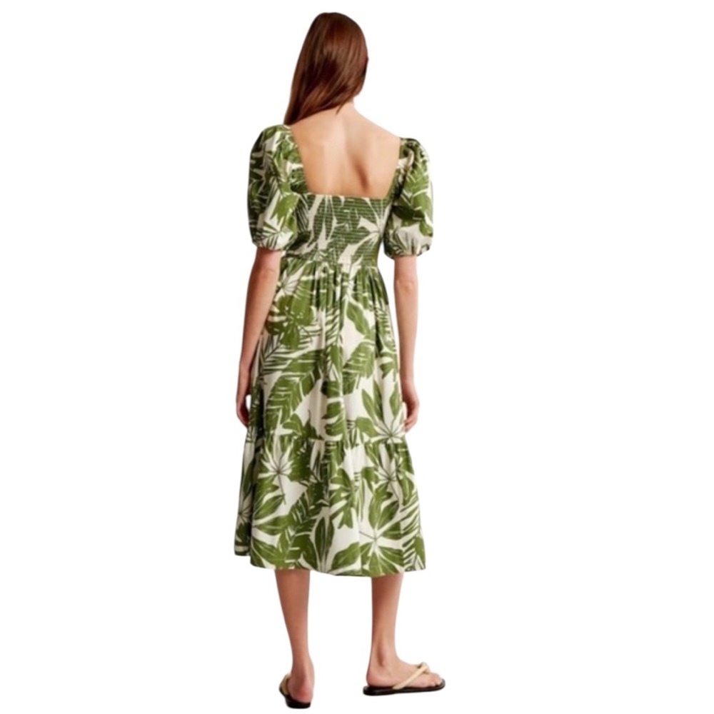Abercrombie & Fitch Green Leaf Print Midi Dress - Picture 3 of 13